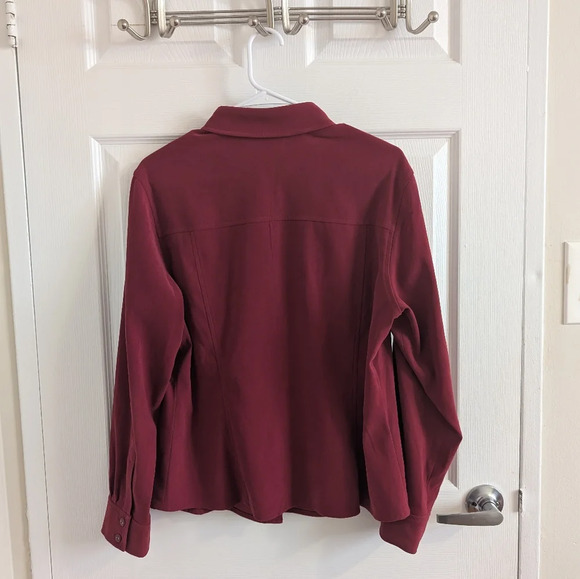 Talbots Petites Stretch Red Long sleeve Blouses Top  SZ L - Picture 3 of 5